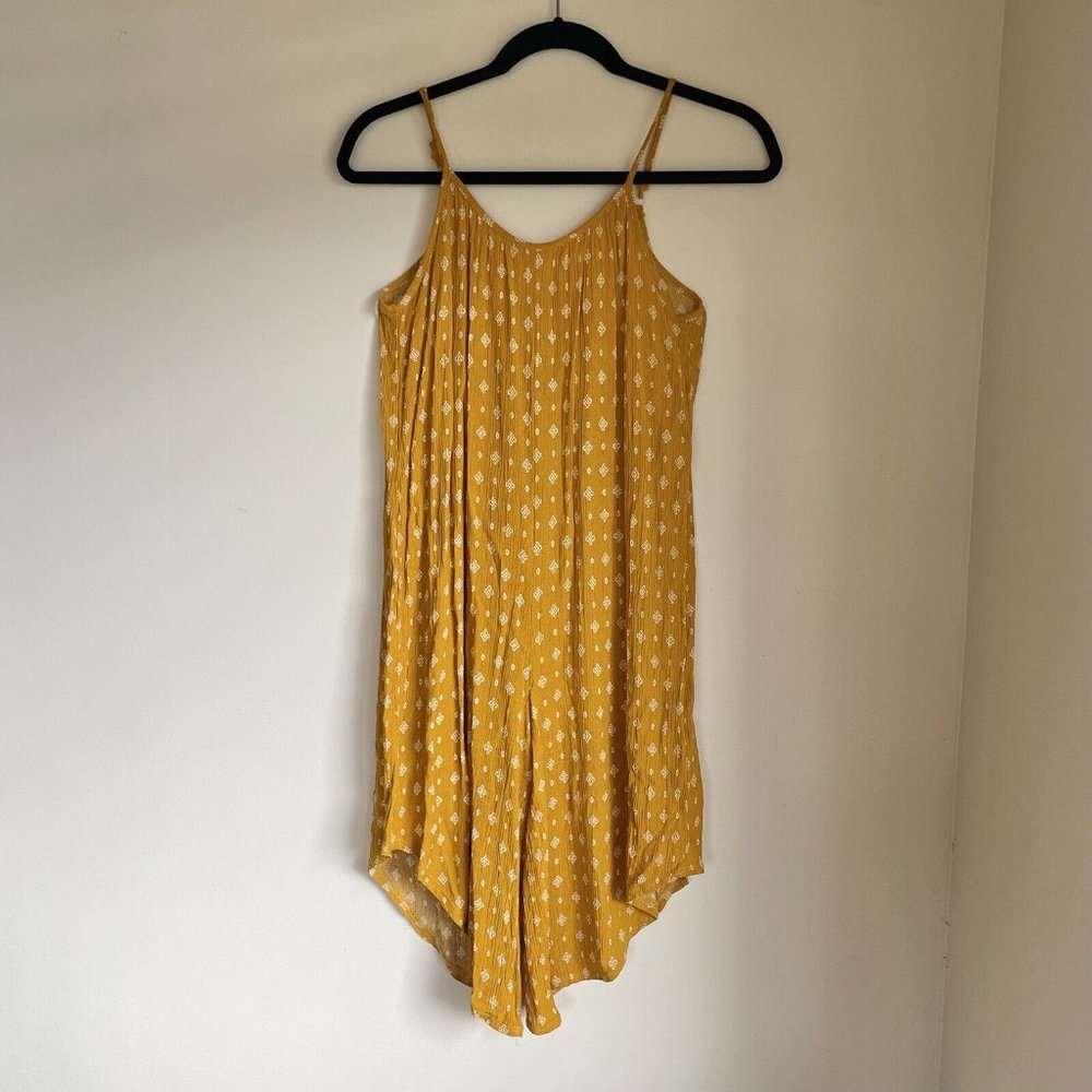 JwLovesMe Aloha Print Romper Jumpsuit Girls Size 13 One-Piece Mustard Goldenrod